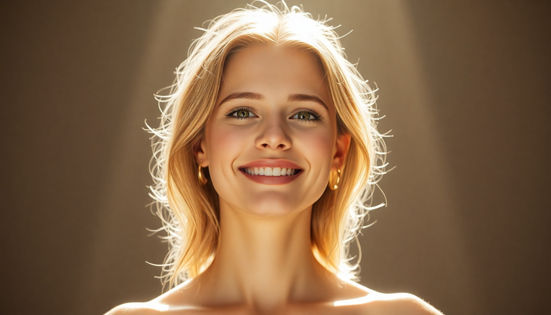 glowing face of lady 