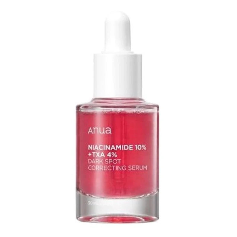 Anua brightening serum with TXA and niacinamide for dark spot correction in a glass dropper bottle