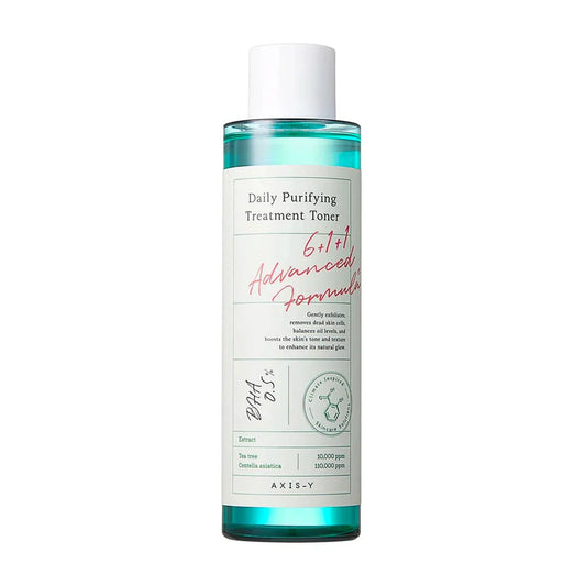 AXIS-Y daily purifying toner bottle with advanced formula for gentle skin exfoliation and oil removal