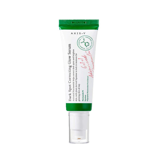 AXIS-Y dark spot correcting serum in white and green tube for skin brightening and repair