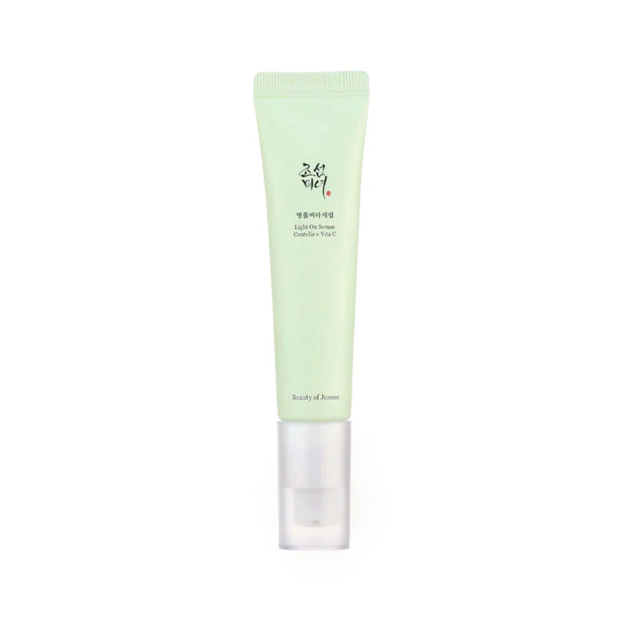 Beauty Of Joseon centella vitamin c serum in light green tube with clear pump dispenser