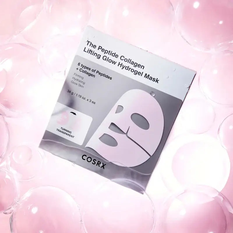 Cosrx biodance collagen mask pack featuring the Peptide Collagen Lifting Glow Hydrogel Mask with peptides