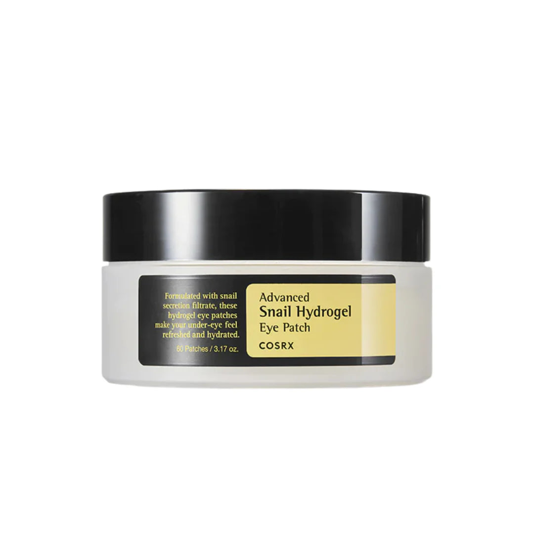 Cosrx Advanced snail hydrogel eye patch jar with black lid for under-eye hydration