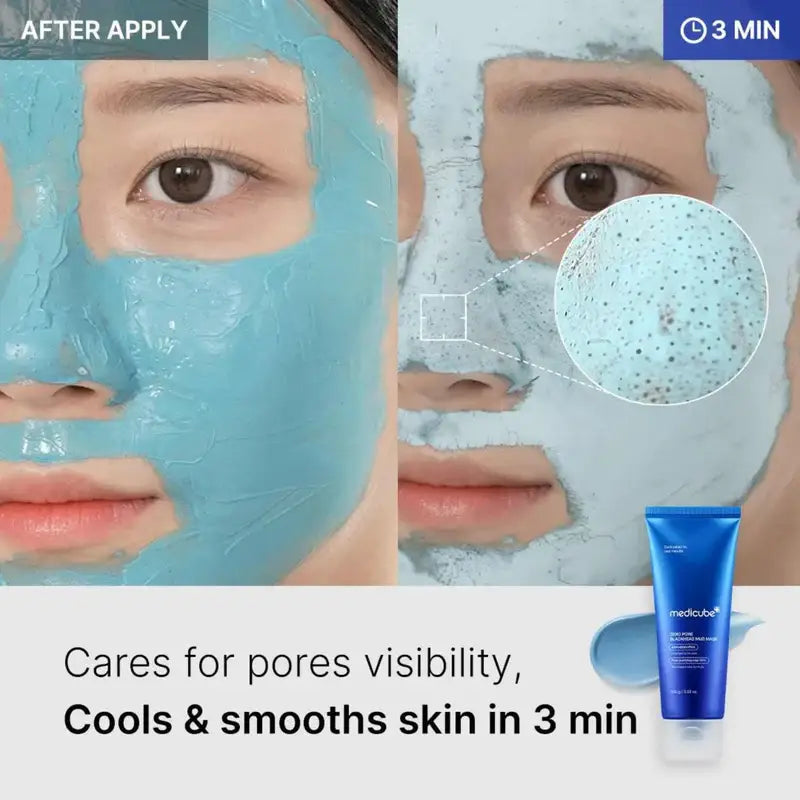 Zuzu Aura Aztec mud mask applied on skin, cooling and smoothing for clear pores in 3 minutes
