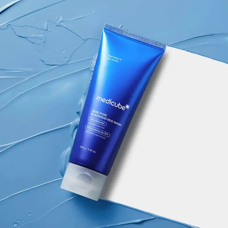 Zuzu Aura Aztec mud mask in a blue tube, perfect for deep cleansing and skin rejuvenation