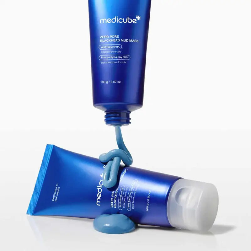 Zuzu Aura Aztec Mud Mask in a blue tube with creamy texture for clear skin