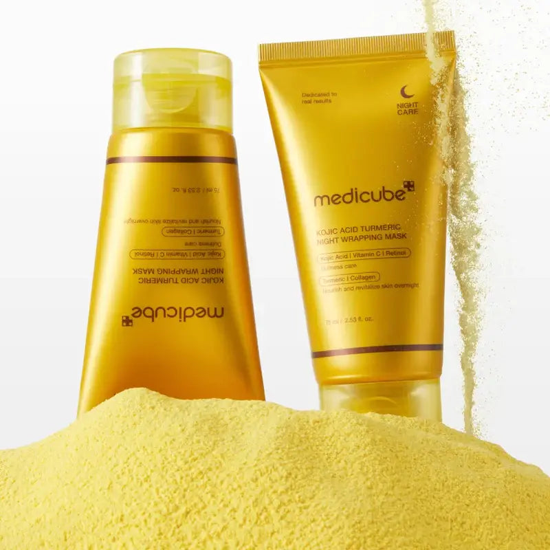 Medicube Kojic Acid Turmeric Night Wrapping Mask with Brightening Benefits in Yellow Packaging