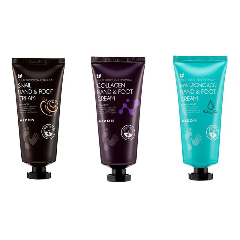 Mizon hand and foot cream set including the best hand cream with hyaluronic acid in turquoise tube