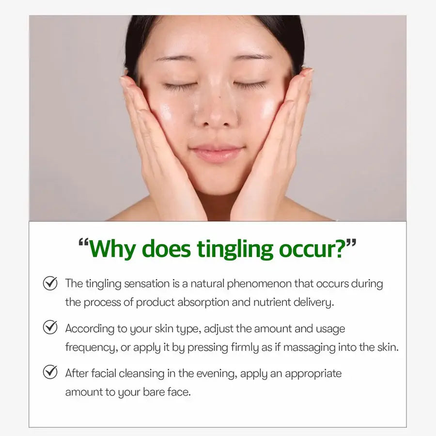 Woman touching smooth skin with closed eyes demonstrating the effect of Reedle Shot 100 serum by VT Cosmetics