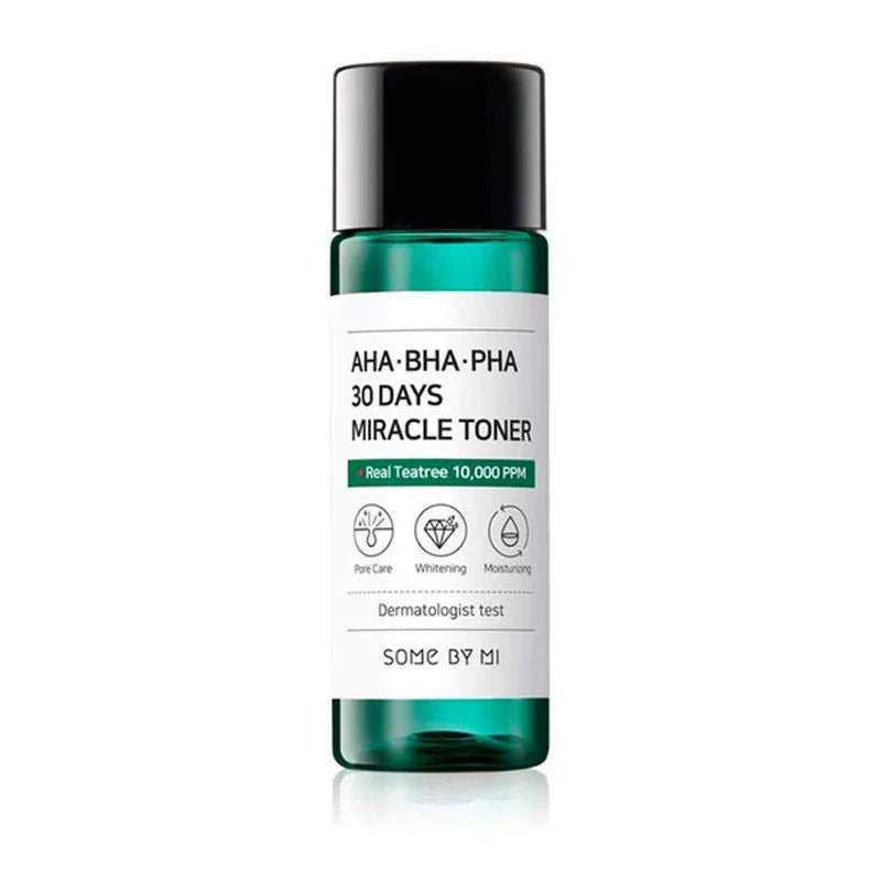 Some By Mi AHA BHA PHA toner mini in green bottle for pore care whitening and moisturizing